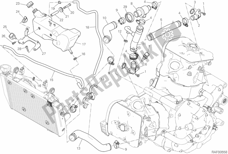 Todas as partes de Circuito De Refrigeração do Ducati Hypermotard Hyperstrada 939 USA 2016